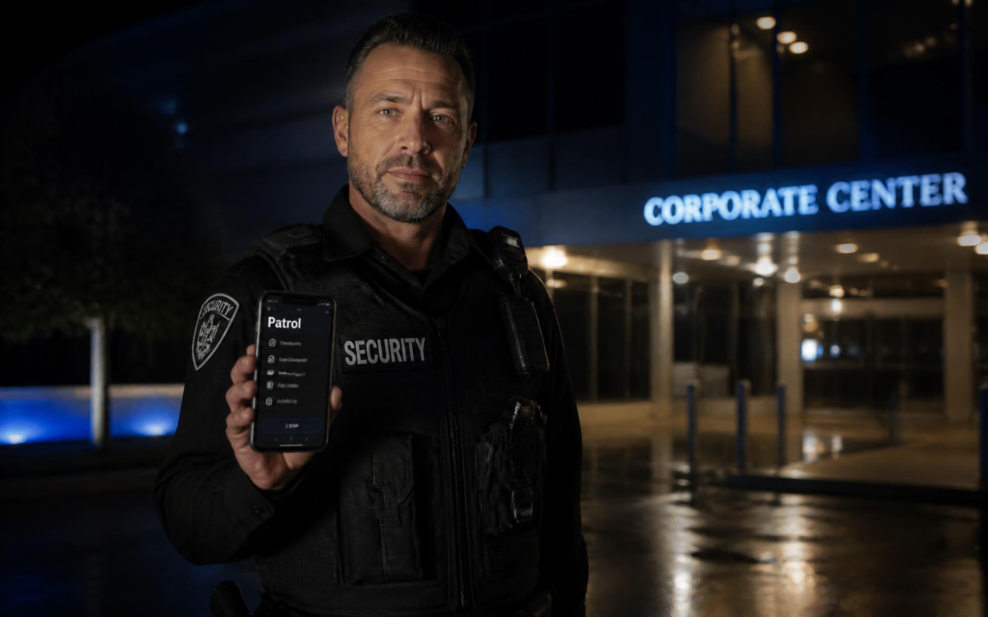 Security officer at night
